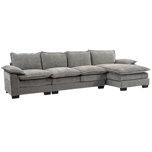 Sofa Couch with Double-layer Seat Cushion for Bedroom, Grey