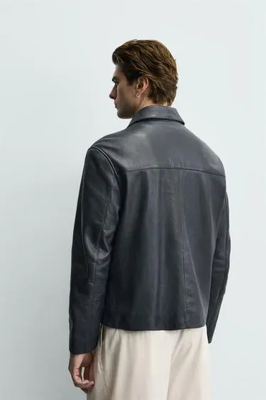 VINTAGE EFFECT LEATHER JACKET