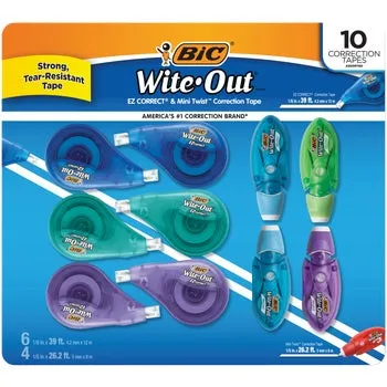 BIC Wite-Out Correction Tape, Variety Pack, 10-count