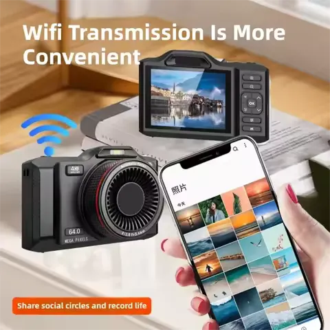 Pro Ev Tipi 4K Dijital Kamera 64MP Ön Arka Çift Kameralı 18X Dijital Zoom ve 2.8 İnç Ekranlı Vlog Çekimi ve Fotoğrafçılık İçin