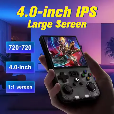 XGIPNCC R40MAX Retro Handheld Game Console, 4.0 Inch Portable Open Source Linux System, with 64GB TF Card,720x720 IPS HD Screen, 4000mAh Large Battery Portable Pocket Hand Held Video Game(Red)
