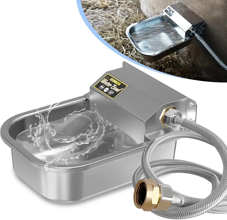 PETIMI Automatic Water Dispenser for Dogs, 101oz Outdoor Dog Water Bowl, 304 Stainless Steel Water Feeder for Small to Large Pets, Large Livestock Waterer, Anti-Tipping, Water Auto-Fill, Easy to Clean