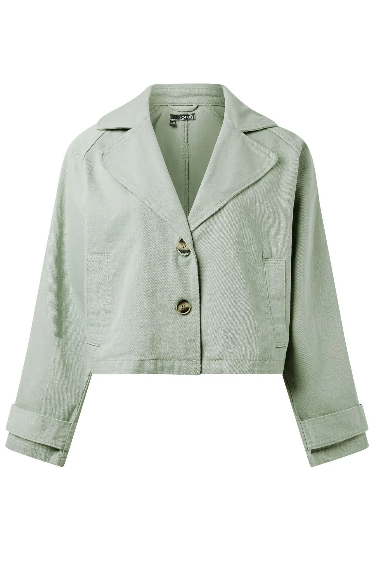 Groene denim jas met reverskraag