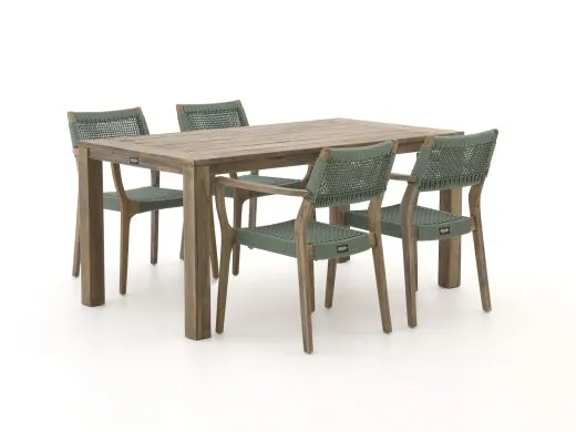 ROUGH-L Rope/ROUGH-S 160cm dining tuinset 5-delig stapelbaar