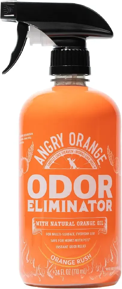 ANGRY ORANGE Pet Odor Eliminator for Dog and Cat Urine, Carpet Stains, and Strong Smells – NEW Orange Rush Scent – Citrus Cleaner with Natural Orange Oil – 24 oz