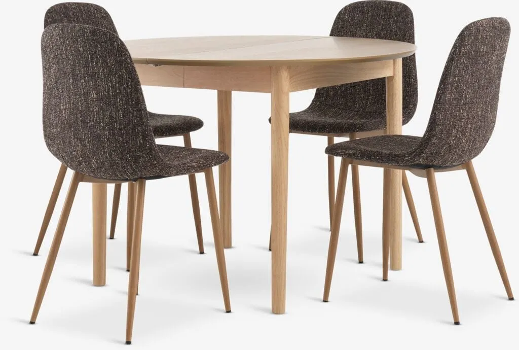 MARSTRAND Tavolo Ø110 rovere nat. + 4 JONSTRUP marrone scuro