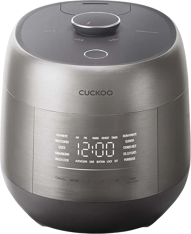 CUCKOO Twin Pressure Rice Cooker 6-Cup Uncooked / 12-Cup Cooked with Induction Heating Technology, Silent Pressure System, Open Cooking Mode, Dynamic Display, Eco Inner Pot, Gray (CRP-PHTR0609FS)