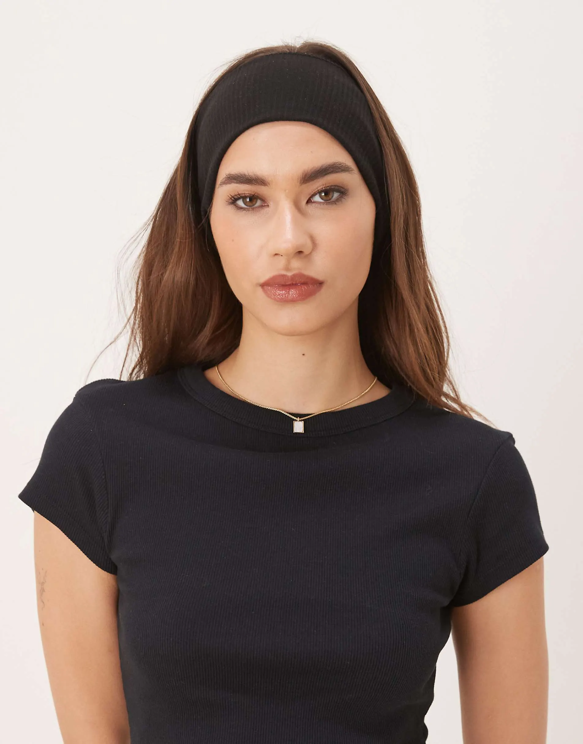 DesignB London wide jersey headband in black