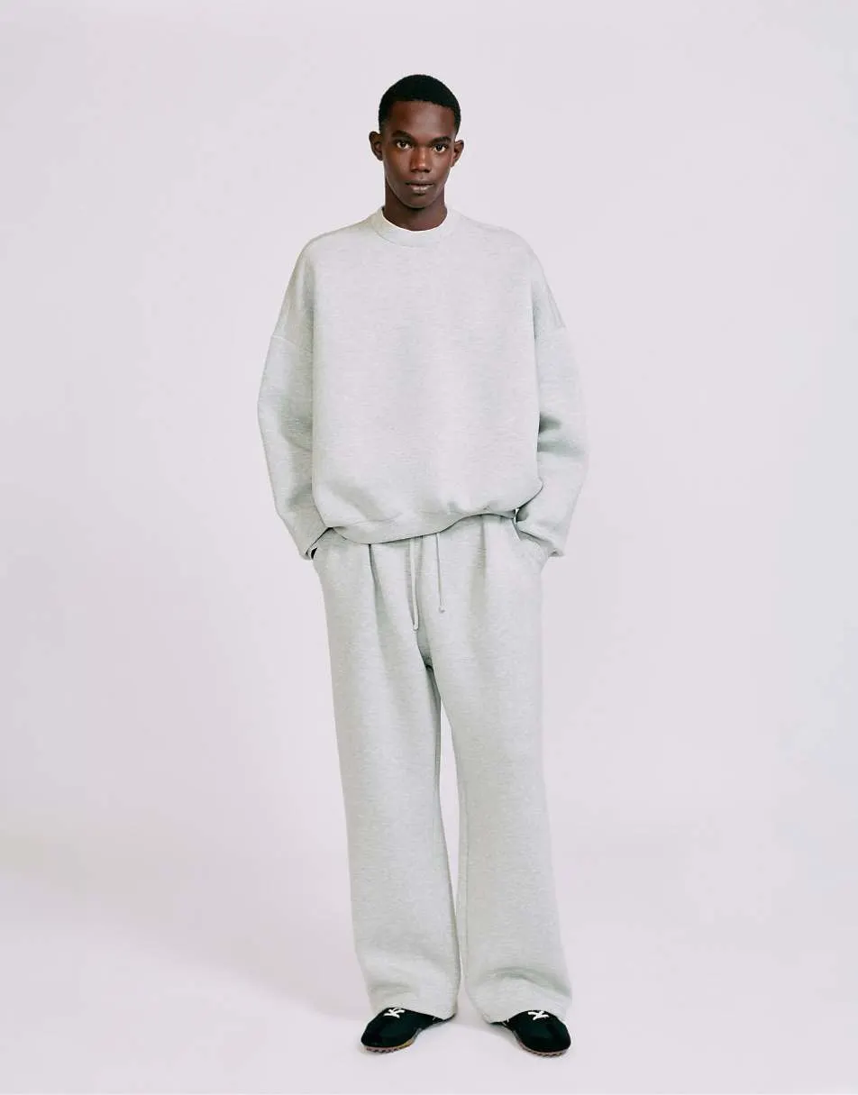Pull&Bear Interlock jogging pants in grey marl