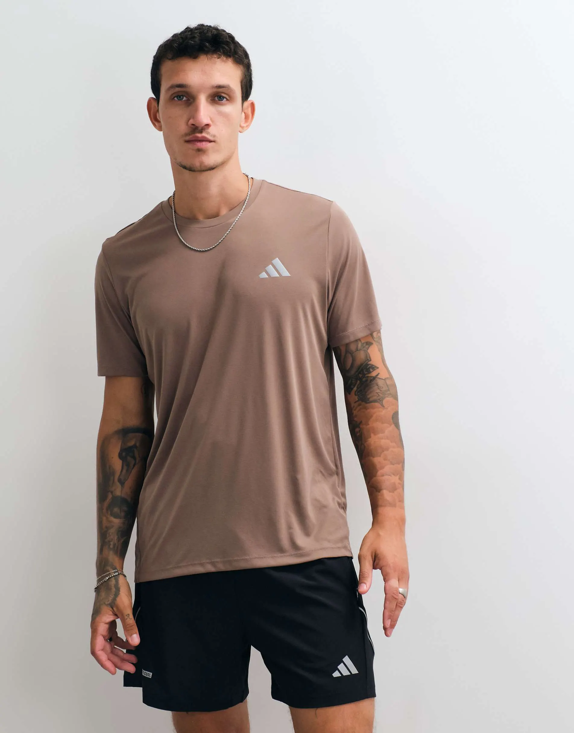 adidas Performance Essential Run t-shirt in khaki