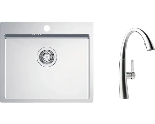 Nerezový dřez s baterií ALVEUS Quarto 10 Satin 550x480x1 mm + baterie Slovarm SETA22185