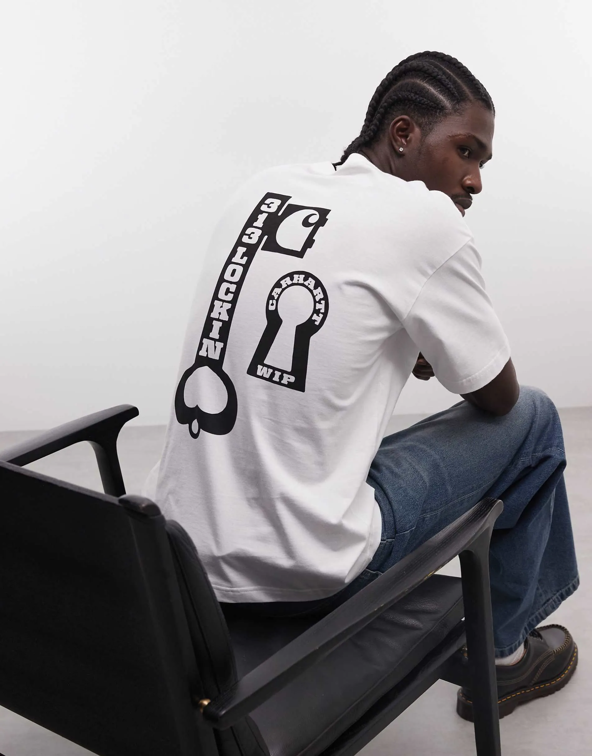 Carhartt WIP vestige lock back print t-shirt in white