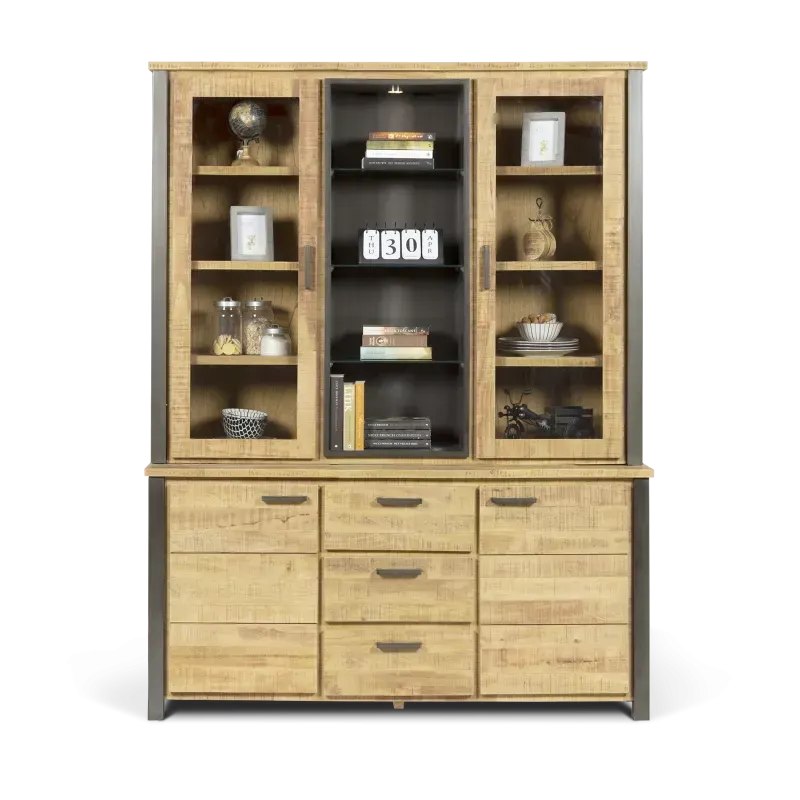 Vitrinekast (2 deuren) Steelwood - Seasoned Brown