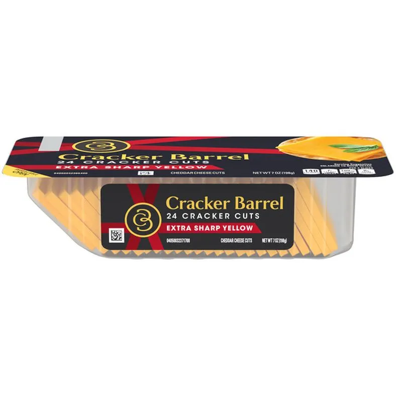 Cracker Barrel Extra Sharp Cheddar Cheese Cracker Cuts 7 oz Tray (24ct)