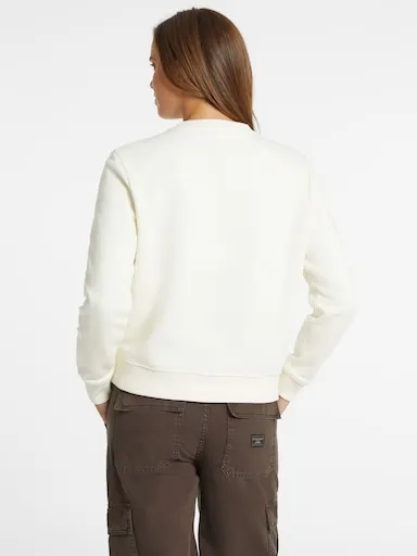 Guess Jeans Regular Italic Logo Sweat In Sandy Shore