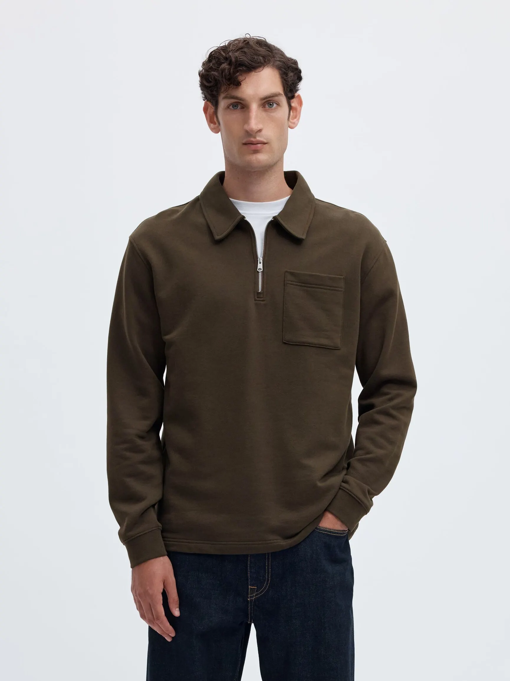BOMULL HALV GLIDELÅS PULLOVER