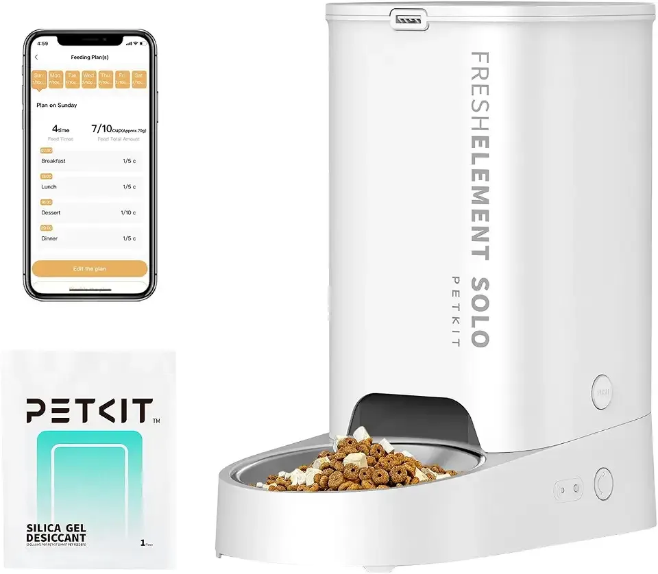 PETKIT Automatic Cat Feeder, 2.4G WiFi Automatic Dog Feeder, App Control Pet Food Dispenser with Triple Fresh-Lock System, Schedule Feeding, Food Shortage Alert, Dual Power-Charge&Battery,3L Capacity