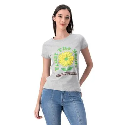Playera Mxstaza Mujer Manga corta Diseño Flor con leyenda