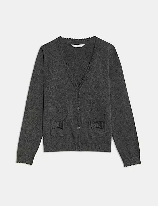 Pure Cotton Bow Pocket Cardigan (3-18 Yrs)