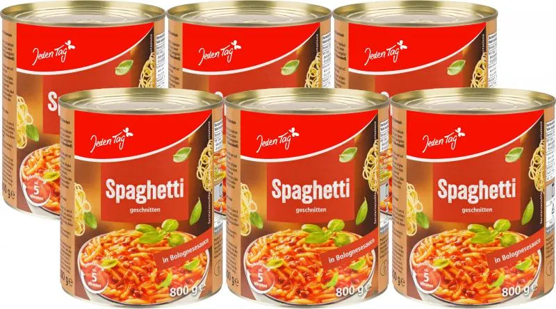Jeden Tag Spaghetti in Bolognesesauce 6 x 0,80 kg