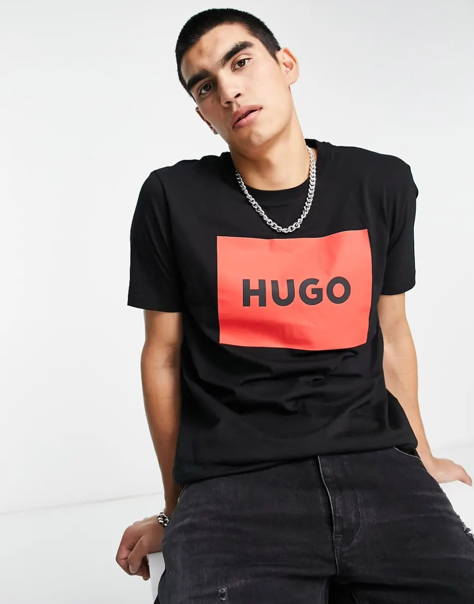 Hugo Dulive box logo t-shirt in black