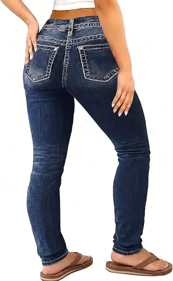 Women's Butt Lifting Skinny Leg Jeans Stretchy Tummy Control Mid Rise Denim Jeans