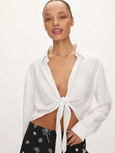 Tiffany Tie Front Long Sleeve Shirt