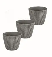 3er Set Blumentopf in Strickoptik, ca. 3 Liter - Steingrau