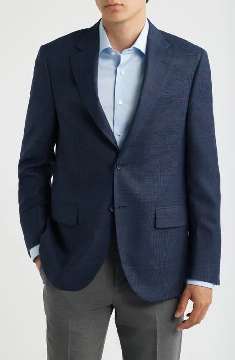 Flynn Classic Fit Blue Plaid Wool Sport Coat