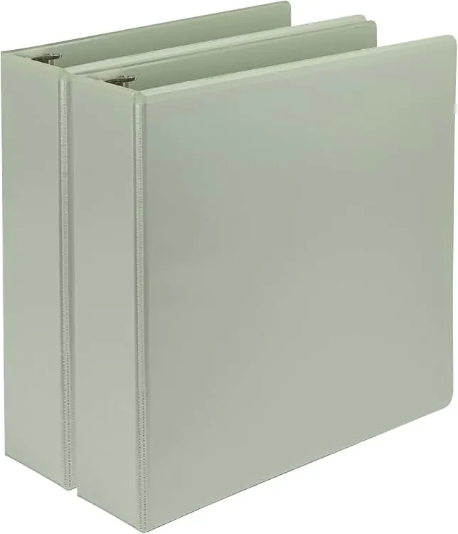 Samsill Plant-Based 2 Inch Durable D-Ring, Made in USA, View Binder, Eco-Friendly, USDA Certified Biobased, 2 Pack, Sage Green