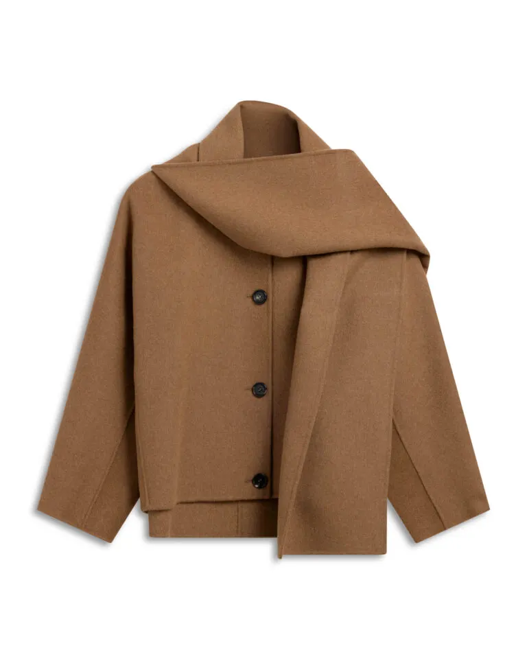 Cropped Wool Broadcloth Jacket - Brun