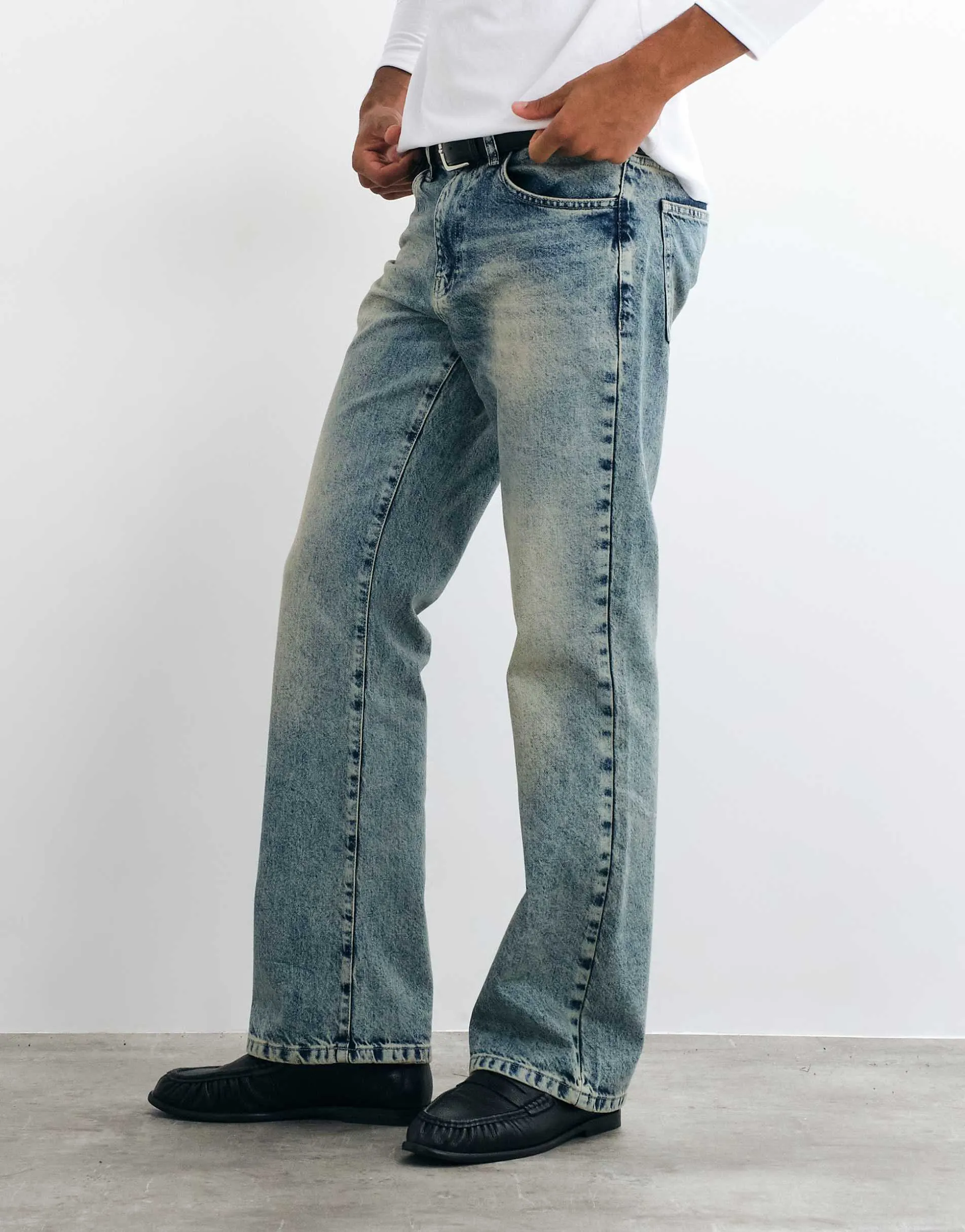 ASOS DESIGN bootcut jeans in light wash blue