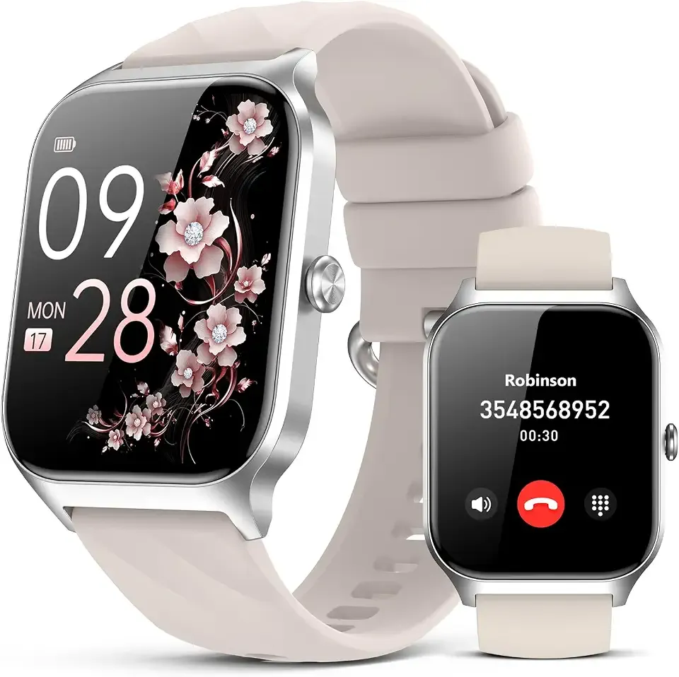 Smart Watch for Women Men,(Answer/Make Call) 1.83'' HD Fitness Activity Tracker Smartwatch for Android iPhone iOS Compatible,IP68 Waterproof Step Counter with Sleep Monitor (Modern, Starlight, 1.83)
