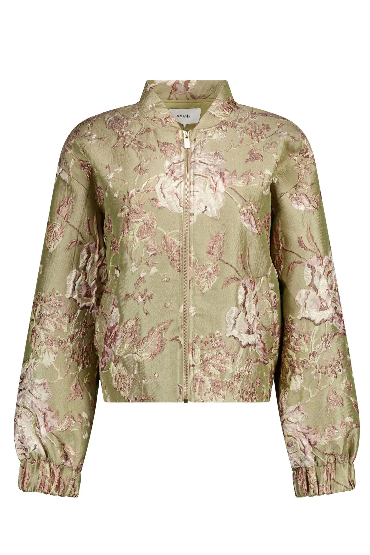 Olijfgroene jacquard bomberjas