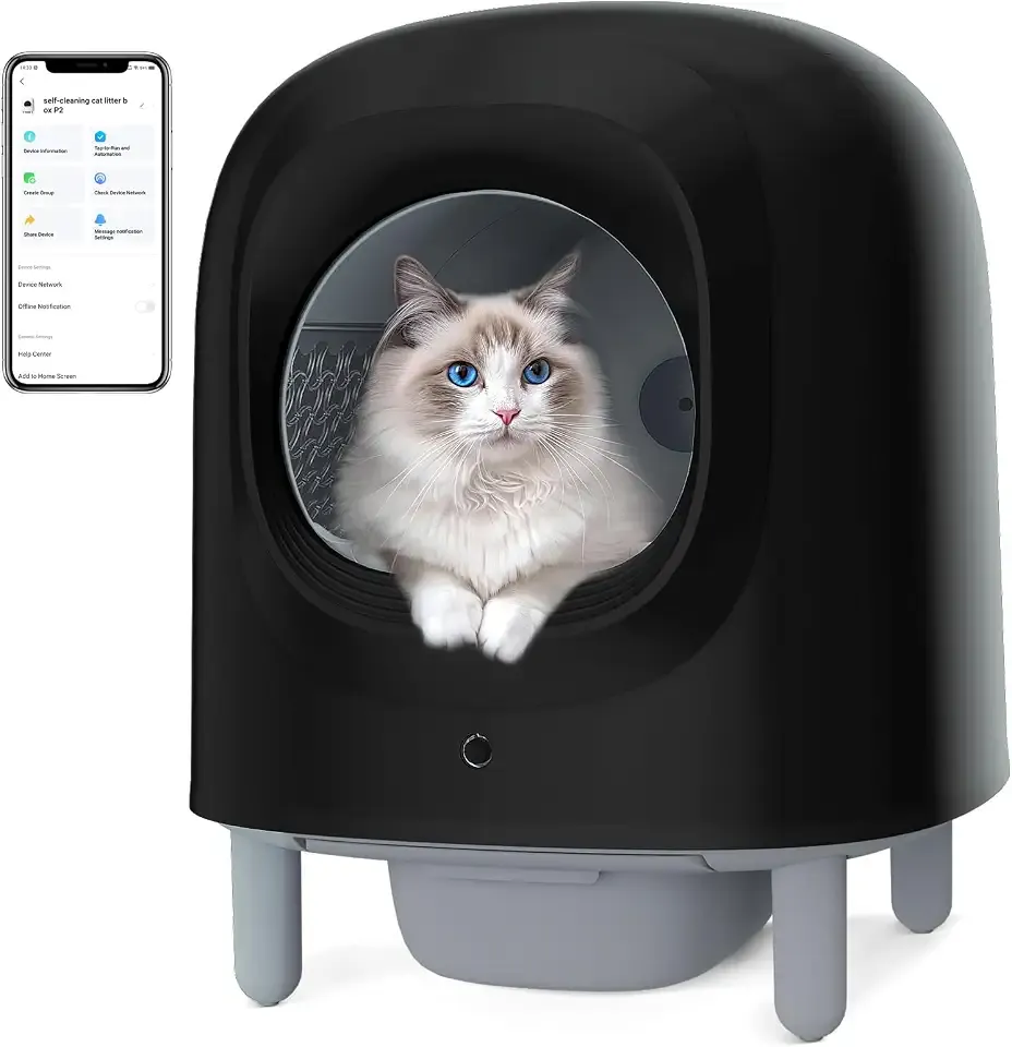 Self-Cleaning Cat Litter Box - 56L Extra Large Robot Automatic Cat Litter Box for Multi Cats with Safety Protection/Anti-Pinch/APP Control
