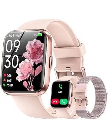 Smart Watches for Women, 1.85" HD Alexa Smart Watch for Android Phones & iPhones with Calls/Messages/Reminders, 3ATM 120+ Sport Modes Fitness Tracker Watch for Women with Heart Rate/Sleep/SpO2 Monitor