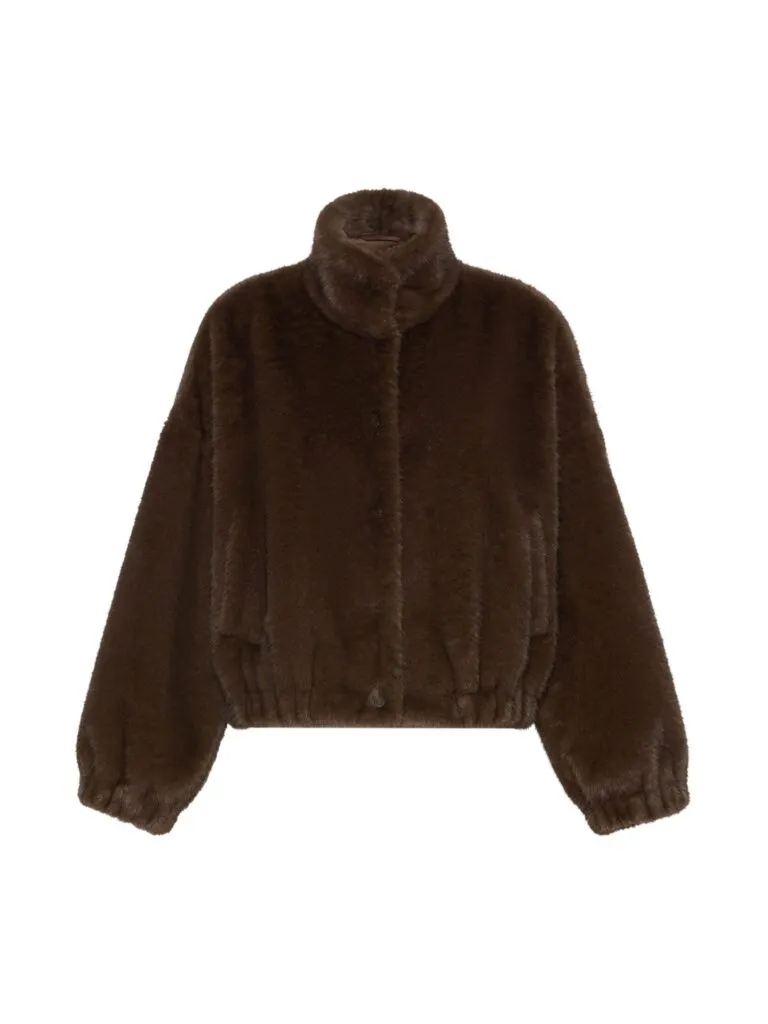 Fluffy-Textured Short Jacket - Brun