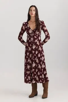 Vestido midi estampado lazo