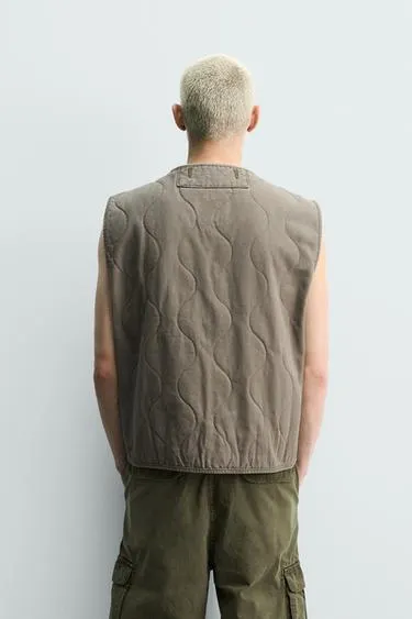 WASHED TOPSTITCHED GILET
