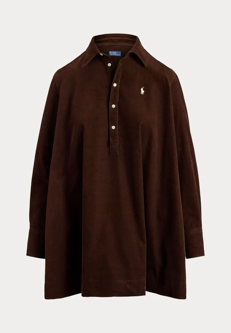 CORDUROY SHIRTDRESS - Skjortekjole - dark brown