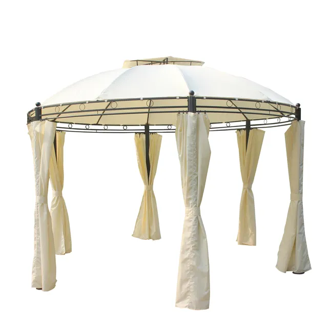 Gazebo 4 x 4 m in acciaio nero, copertura beige - NATERIAL