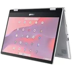 ASUS Chromebook Flip CX1 Convertible Laptop, 14" FHD NanoEdge 360-degree Touchscreen, Intel Celeron N4500 Processor, 128GB eMMC Storage, 8GB RAM, ChromeOS, Transparent Silver, CX1400FKA-AS88FT