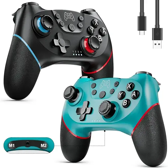 Diswoe Switch Controllers, 2 Pack Wireless Pro Controller for Switch 2/Lite/OLED with Mappable Buttons, Hall Effect Gaming Controller for PC/Android with Motion Control/Vibration/Turbo/Wake Up