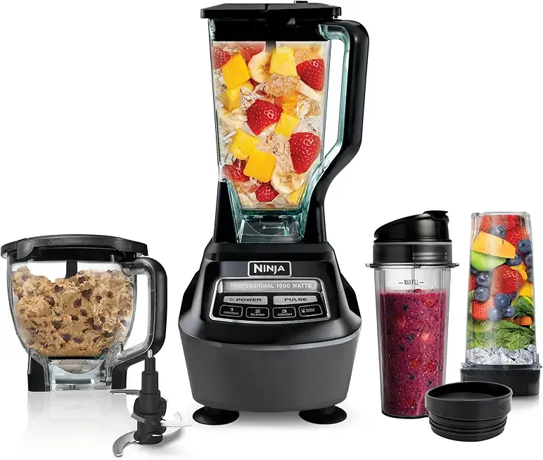 Kitchen System | 8-Cup Food Processor Bowl & 72 oz. Blender All-in-One | With (2) 16 oz. To-Go Cups | For Smoothies, Ice Crushing, Dough & More | 1500 Watt | Black | BL770