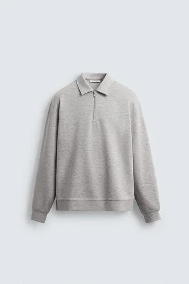 INTERLOCK POLO SWEATSHIRT WITH ZIP