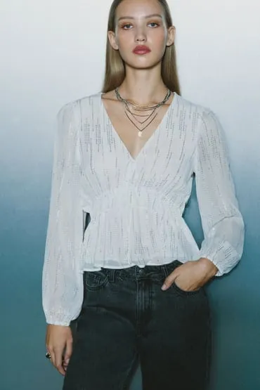 Blusa lurex goma cintura