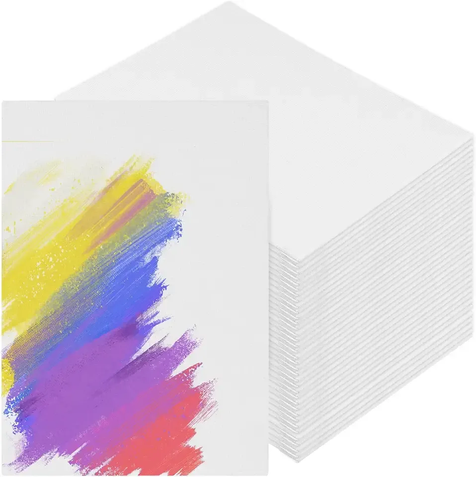 LEXININ 100 Pack Blank Canvas Boards for Painting, 7 x 5 x 1/8 Inch Cotton Canvas for Acrylic, Oil, Watercolor