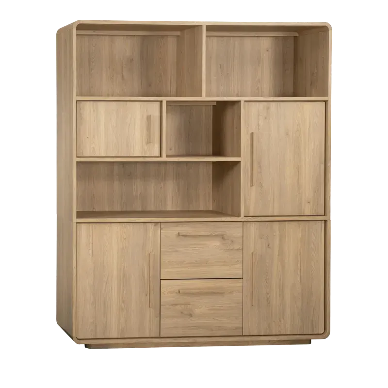 Wandkast Serenata - 180 cm - Lamulux Old Oak - 4 deuren, 2 laden, 4 open vakken