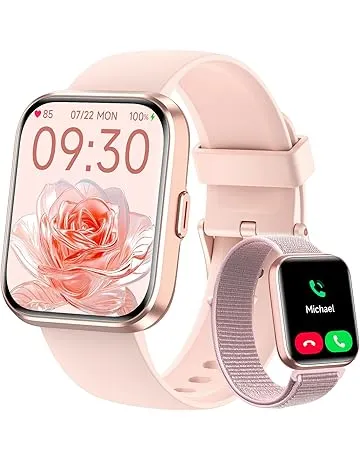 Smart Watches for Women, 1.8" Touch Screen Fitness Tracker for Android & iPhone, Answer/Make Calls, Alexa Built-in, Heart Rate/Sleep/SpO2 Monitor Smartwatch, IP68 Waterproof 101+ Sport Modes, 2 Bands