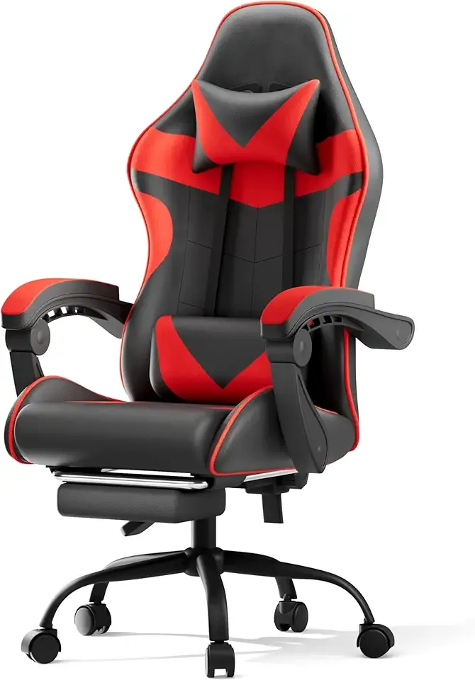 Gaming Chair, Ergonomic Computer Chair with 90°-150° Reclining Backrest & Footrest, Headrest & Lumbar Support, 360° Swivel Height Adjustable Desk Chair, High Back for Adults